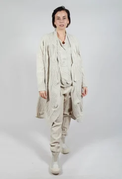 Rundholz Mainline Coats^Long Ribbed Cardigan in Bone Mel