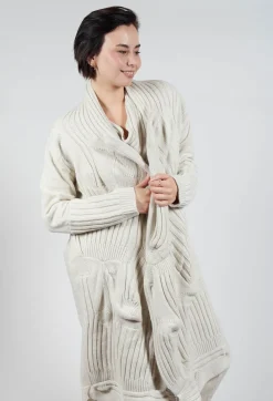 Rundholz Mainline Coats^Long Ribbed Cardigan in Bone Mel