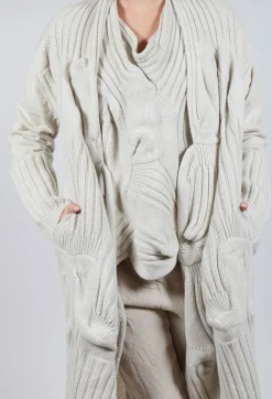 Rundholz Mainline Coats^Long Ribbed Cardigan in Bone Mel