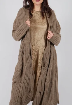 Rundholz Mainline Coats^Long Ribbed Cardigan in Camel Mel