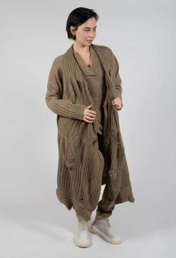 Rundholz Mainline Coats^Long Ribbed Cardigan in Camel Mel