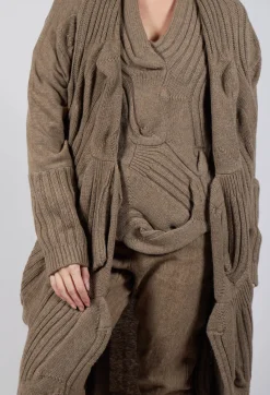 Rundholz Mainline Coats^Long Ribbed Cardigan in Camel Mel