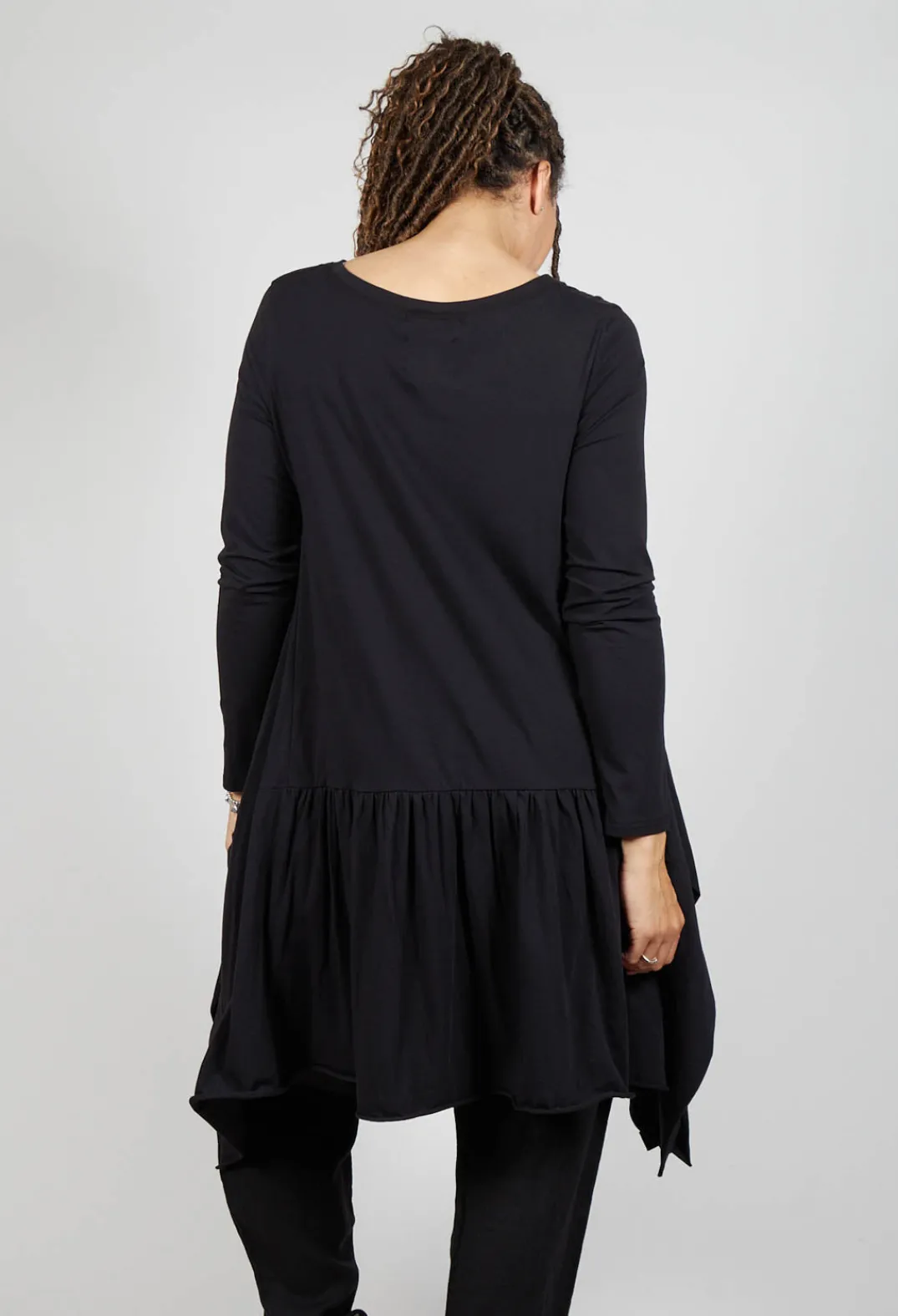 Pluslavie Tops^Long Ribbon Shirt in Black