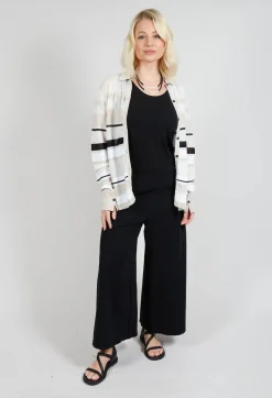 Sarah Pacini Cardigans^Long Sleeve Button Through Cardigan in Beige Stripe