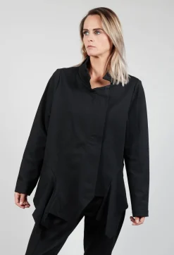 Xenia Design Jackets^Long Sleeve Jacket with Asymmetric Peplum Hem in Black