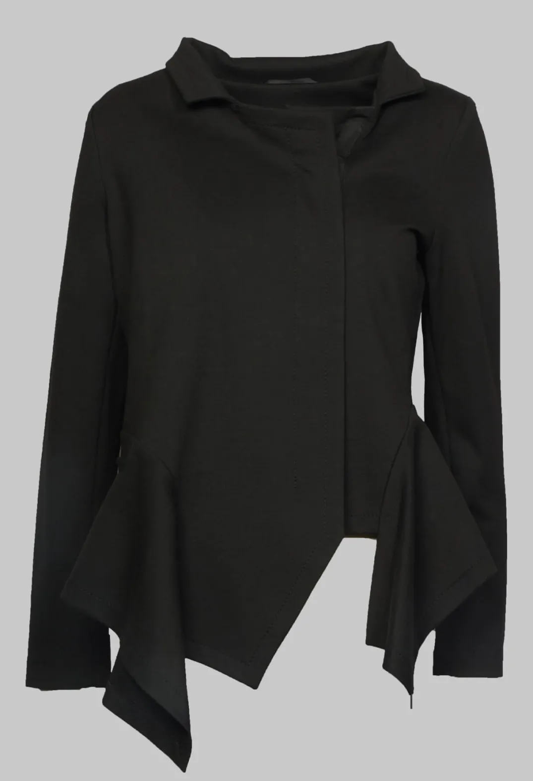 Xenia Design Jackets^Long Sleeve Jacket with Asymmetric Peplum Hem in Black