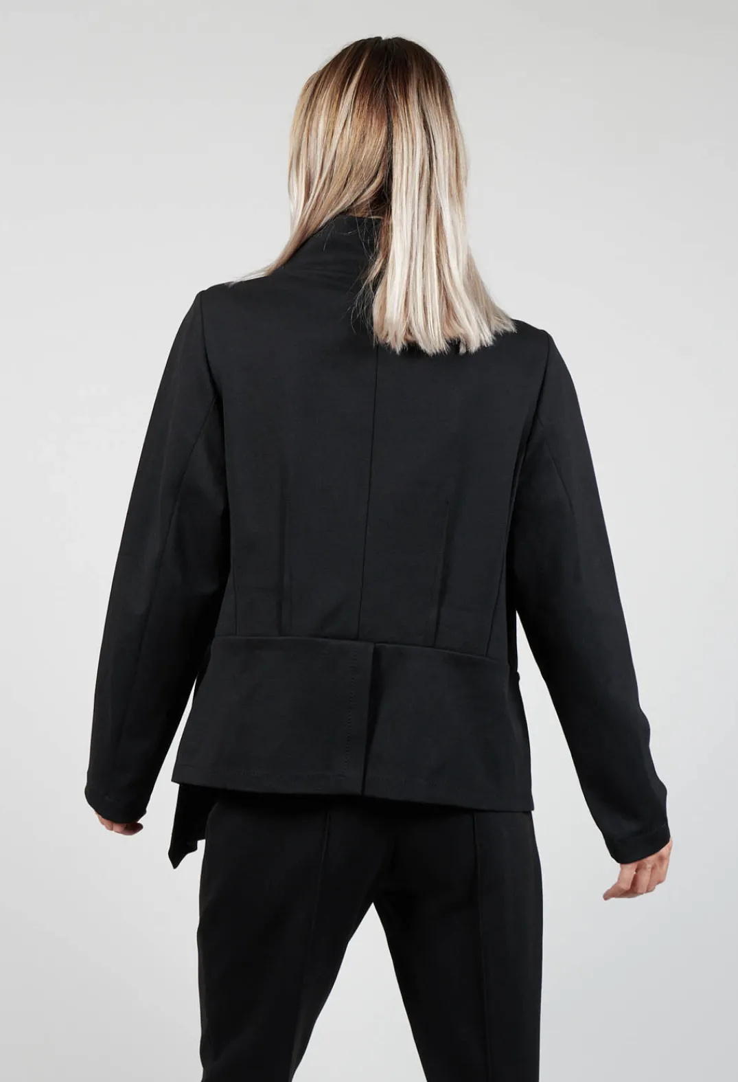 Xenia Design Jackets^Long Sleeve Jacket with Asymmetric Peplum Hem in Black