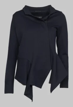 Xenia Design Jackets^Long Sleeve Jacket with Asymmetric Peplum Hem in Dark Blue