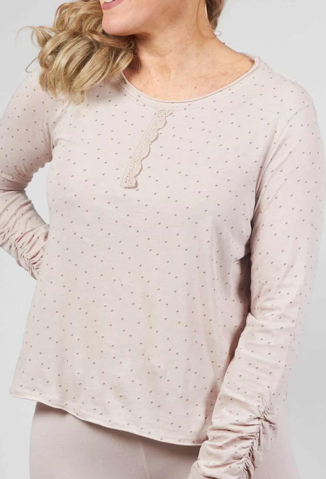 Ewa I Walla Shirts & Blouses^Long Sleeve Jersey Top in Dots