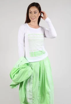 Rundholz Black Label Tops^Long Sleeve Jersey Top with Motif in Lime Print