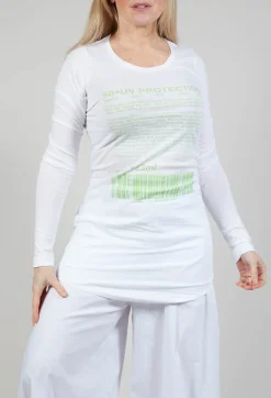 Rundholz Black Label Tops^Long Sleeve Jersey Top with Motif in Lime Print