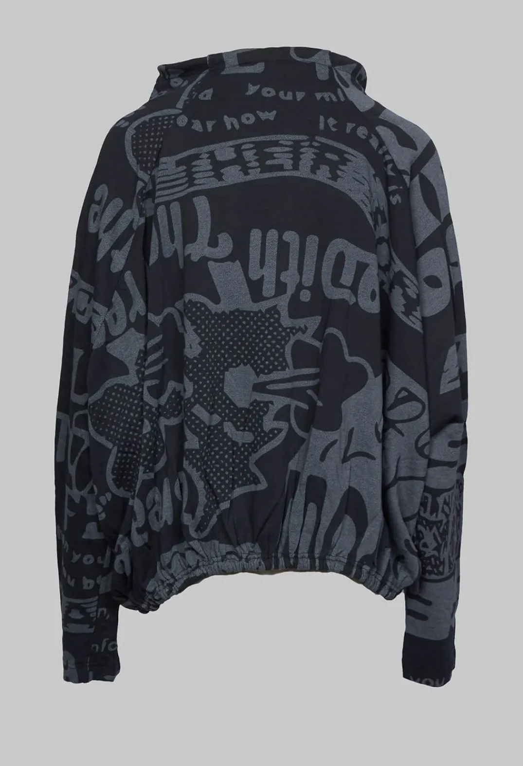 Rundholz Black Label T-shirts^Long Sleeve Jersey Top with Cowl Neck in Black Print
