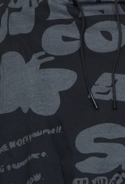 Rundholz Black Label T-shirts^Long Sleeve Jersey Top with Cowl Neck in Black Print