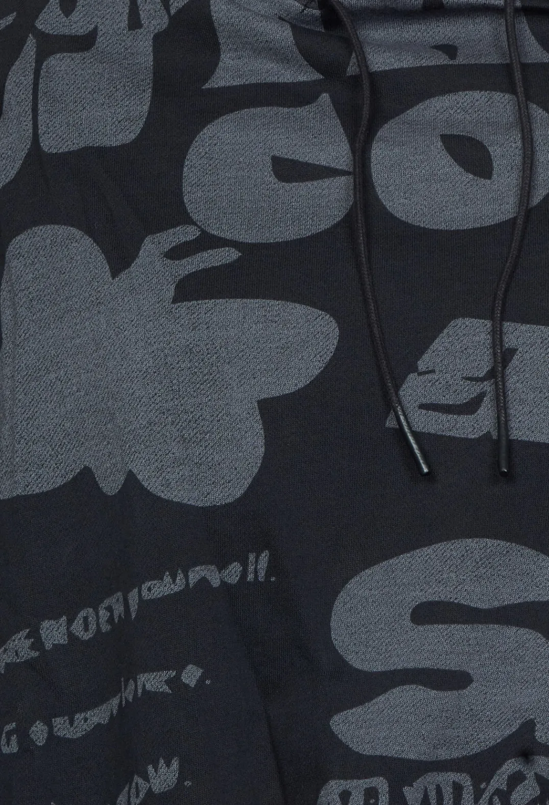 Rundholz Black Label T-shirts^Long Sleeve Jersey Top with Cowl Neck in Black Print
