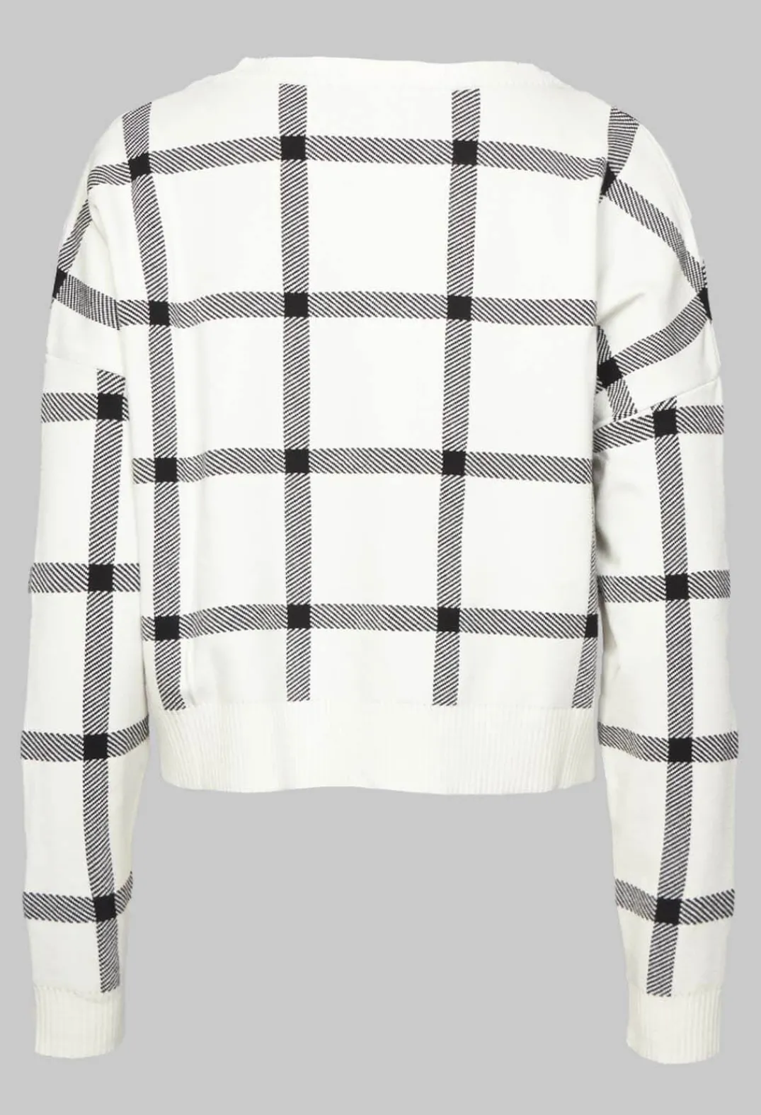 Sarah Pacini Jumpers^Long Sleeve Jumper with Check Design in White