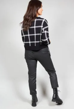 Sarah Pacini Jumpers^Long Sleeve Jumper with Check Design in Black