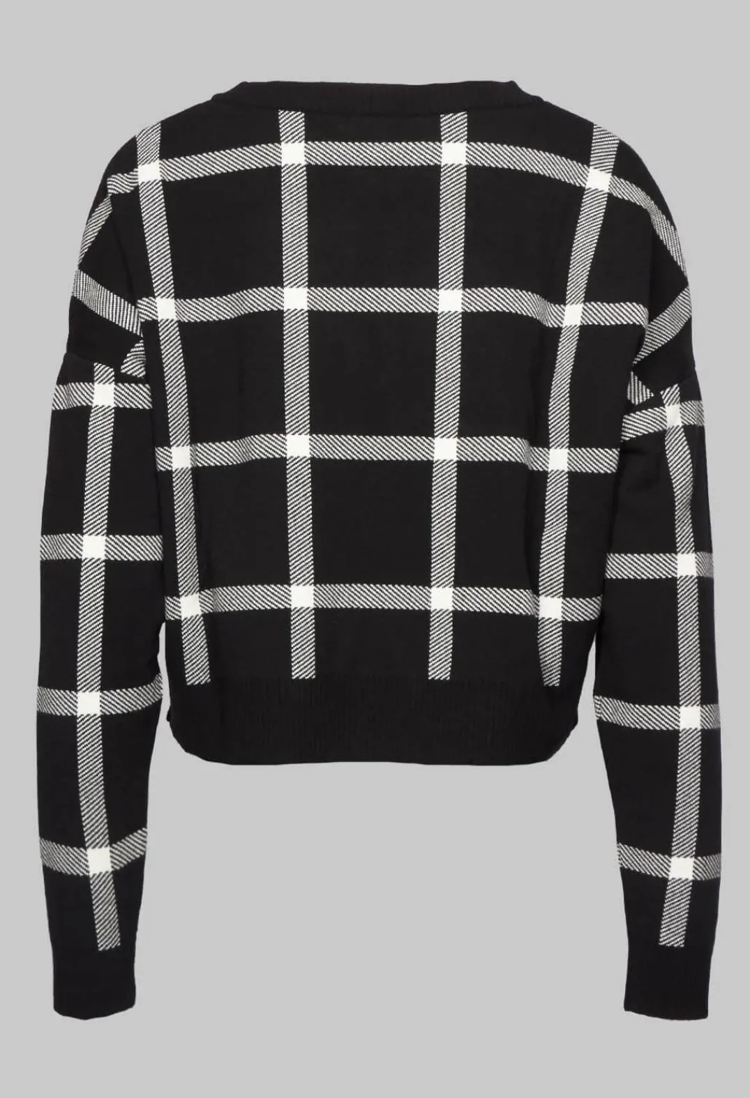 Sarah Pacini Jumpers^Long Sleeve Jumper with Check Design in Black