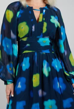 Rene Derhy Dresses^Long Sleeve Patterned Maxi Dress in Marine