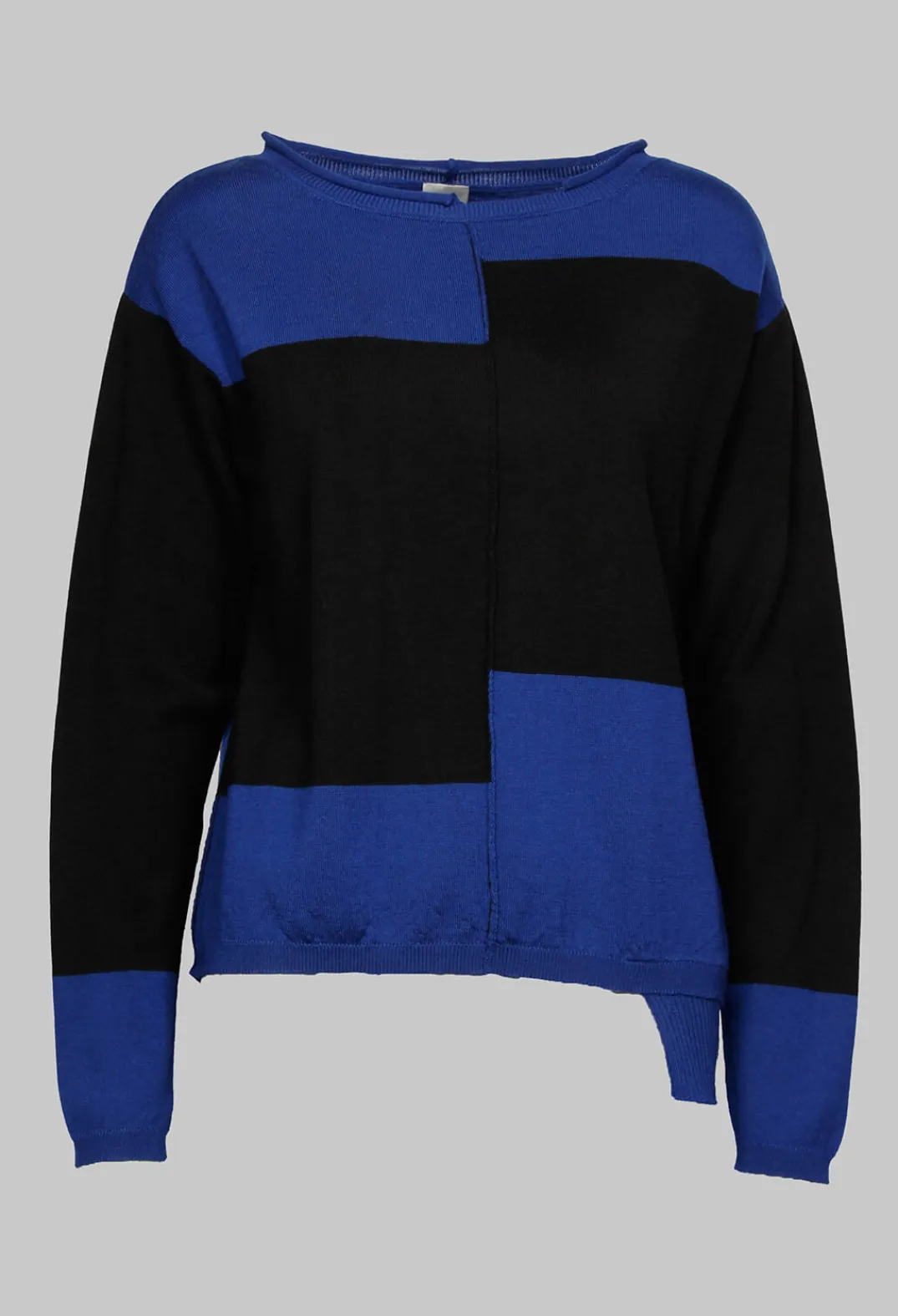 Nijii Jumpers^Long Sleeve Sweater in Royal Blue and Black