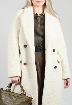 Beatrice B Coats^Long Sleeve Teddy Coat in Cream