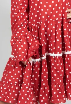 Rhum u0026 Raisin Shirts & Blouses^Long Sleeve Tunic in Audrey Red and White Polkadot