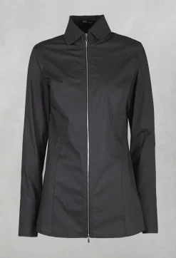 Anett Rostel Shirts & Blouses^Long Sleeved Blouse with Zip Detail in Grey