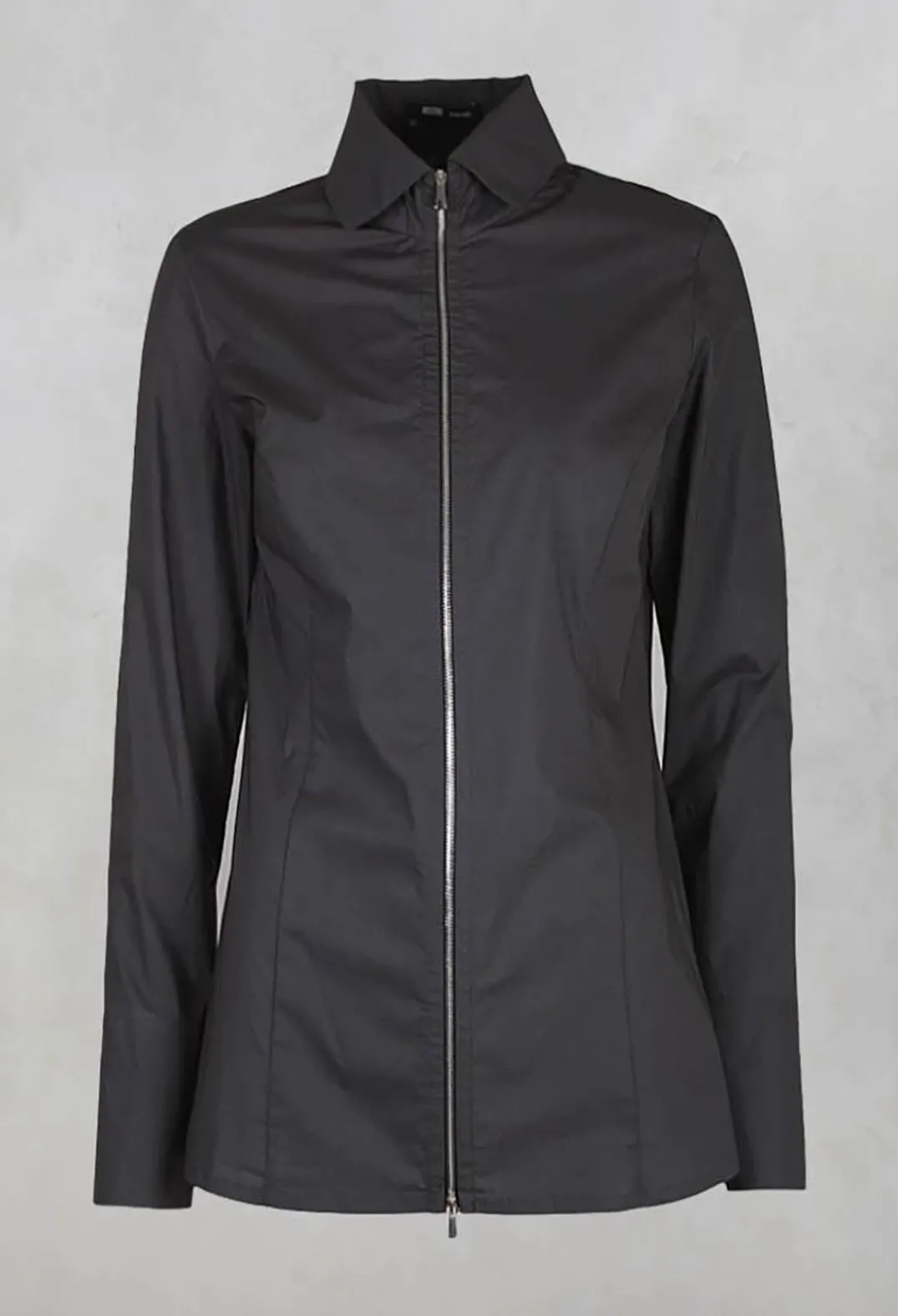 Anett Rostel Shirts & Blouses^Long Sleeved Blouse with Zip Detail in Grey