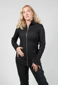 Anett Rostel Shirts & Blouses^Long Sleeved Blouse with Zip Detail in Black