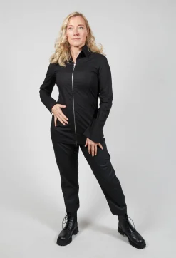 Anett Rostel Shirts & Blouses^Long Sleeved Blouse with Zip Detail in Black