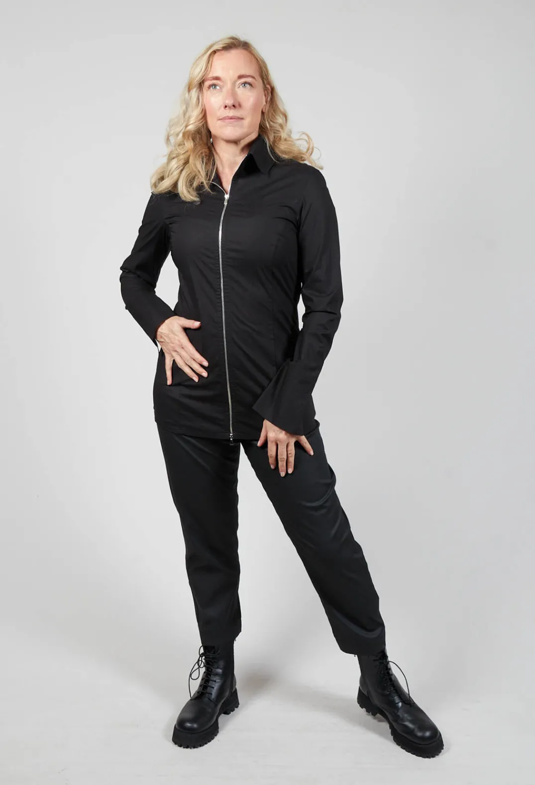 Anett Rostel Shirts & Blouses^Long Sleeved Blouse with Zip Detail in Black