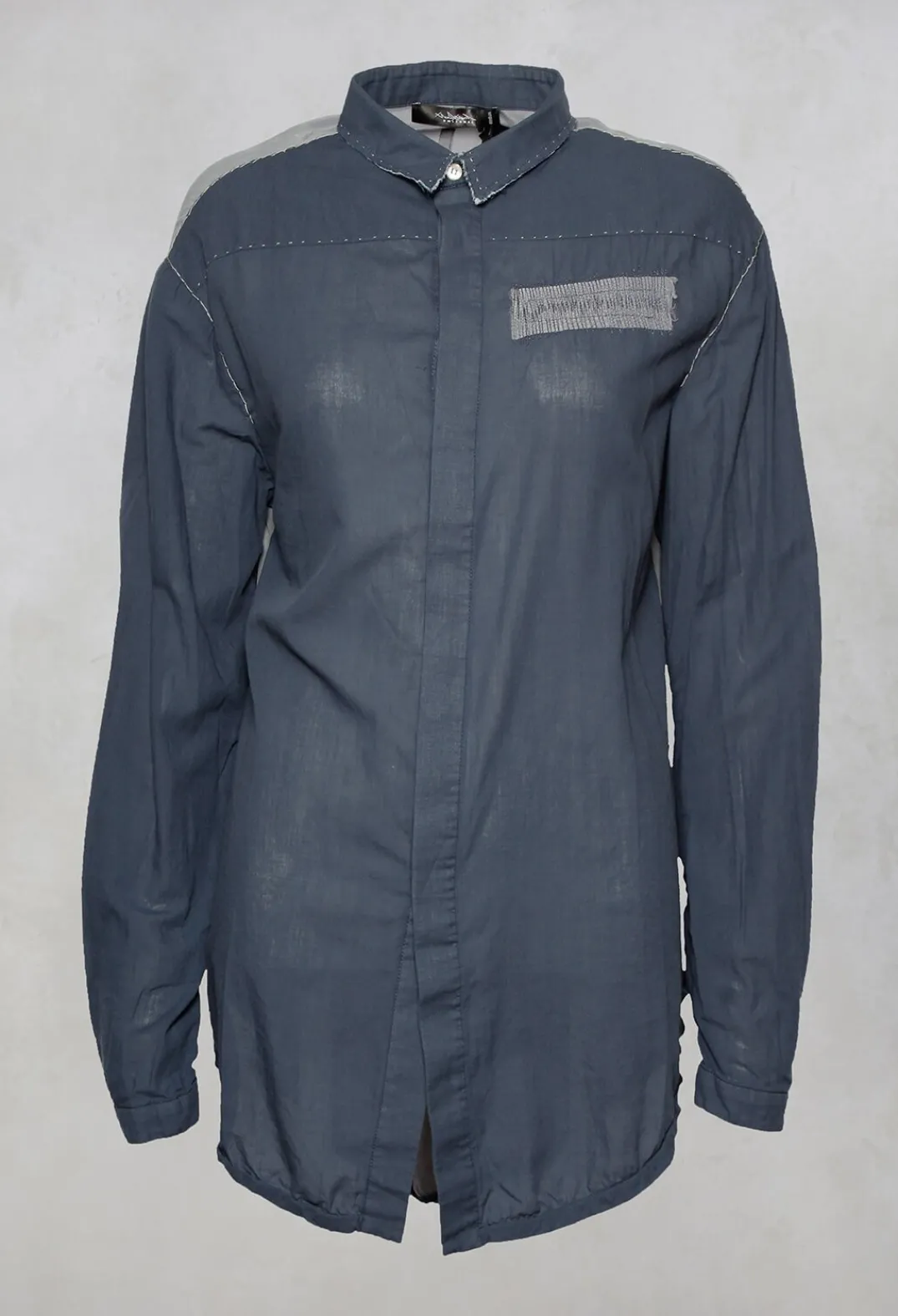 Umit Unal Shirts & Blouses^Long Sleeved Collared Top in Dusty Blue