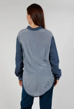 Umit Unal Shirts & Blouses^Long Sleeved Collared Top in Dusty Blue