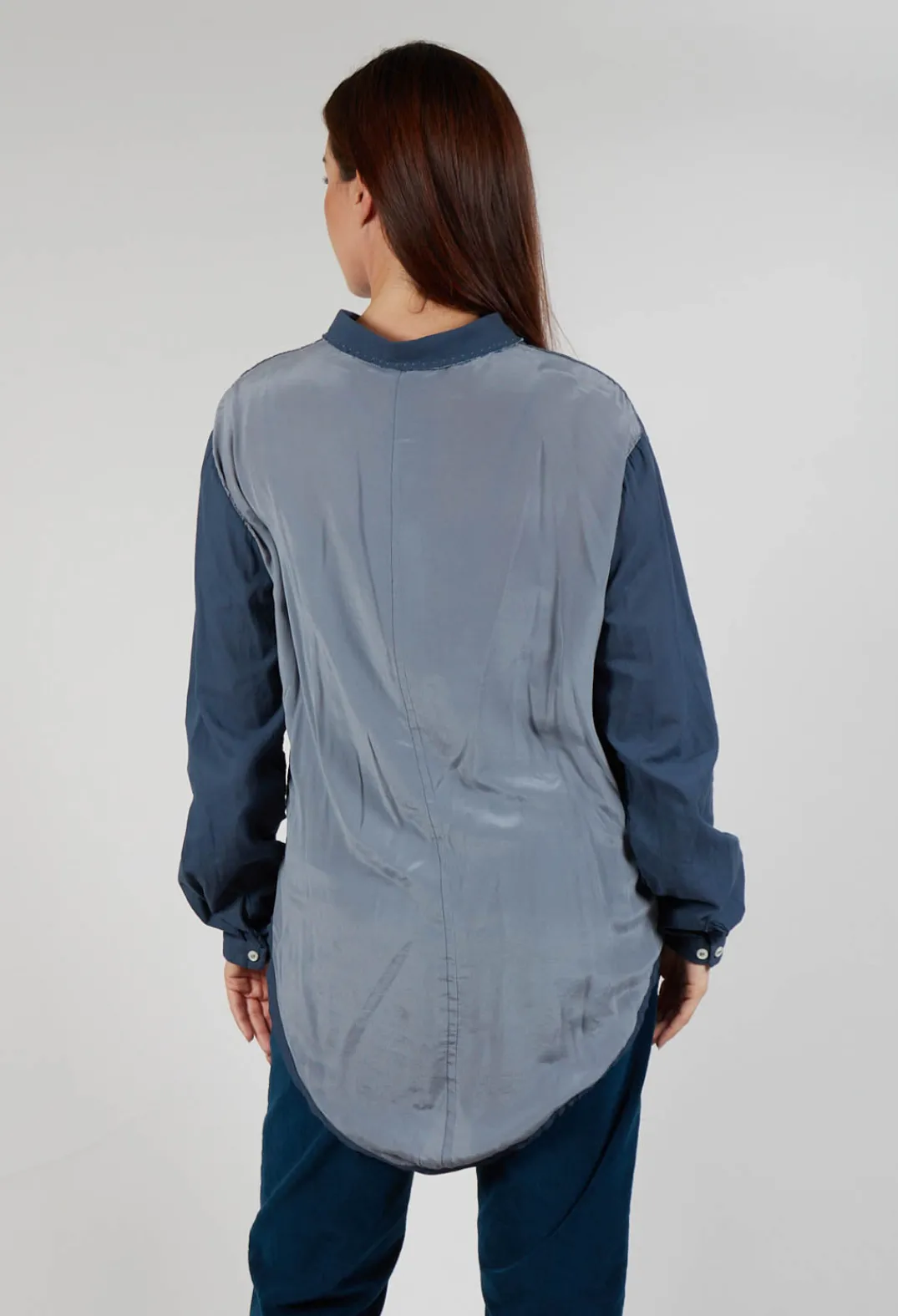 Umit Unal Shirts & Blouses^Long Sleeved Collared Top in Dusty Blue