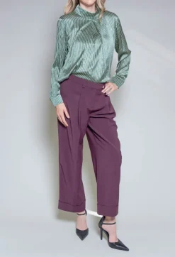Niù Shirts & Blouses^Long Sleeved Silk Blouse in Green