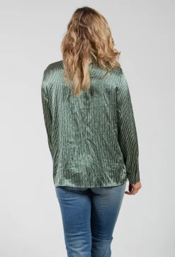 Niù Shirts & Blouses^Long Sleeved Silk Blouse in Green