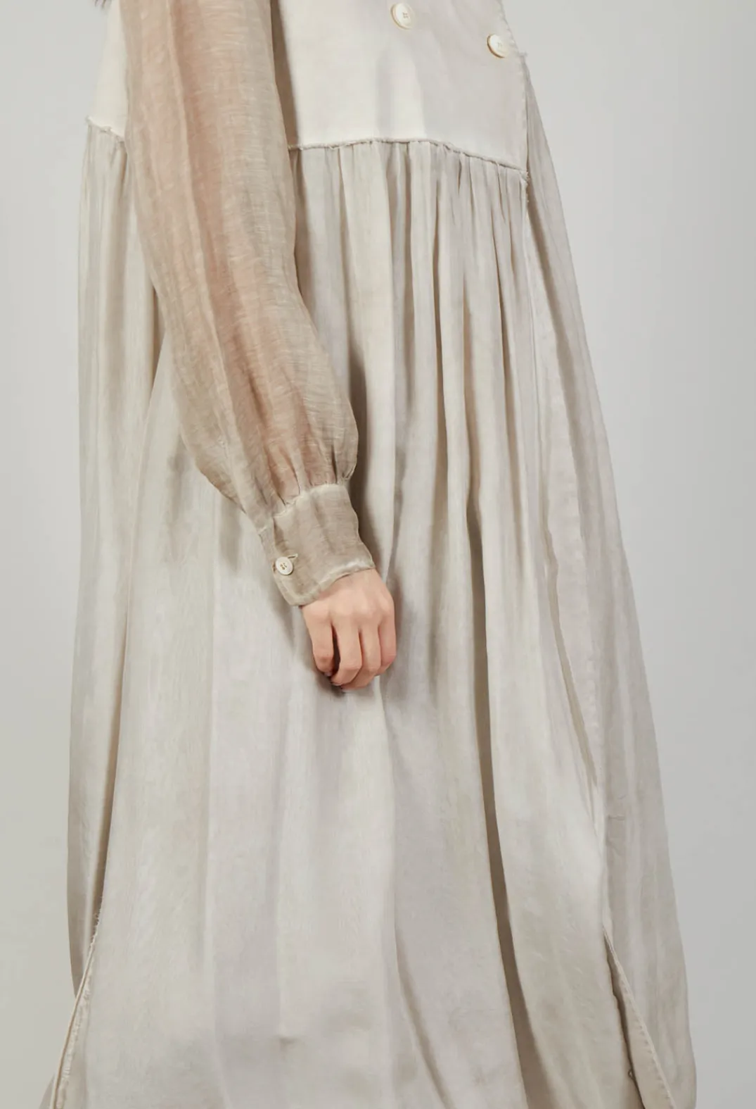 Sanctamuerte Coats^Long Sleeveless Coat in Contone and Viscosa Seta Desert