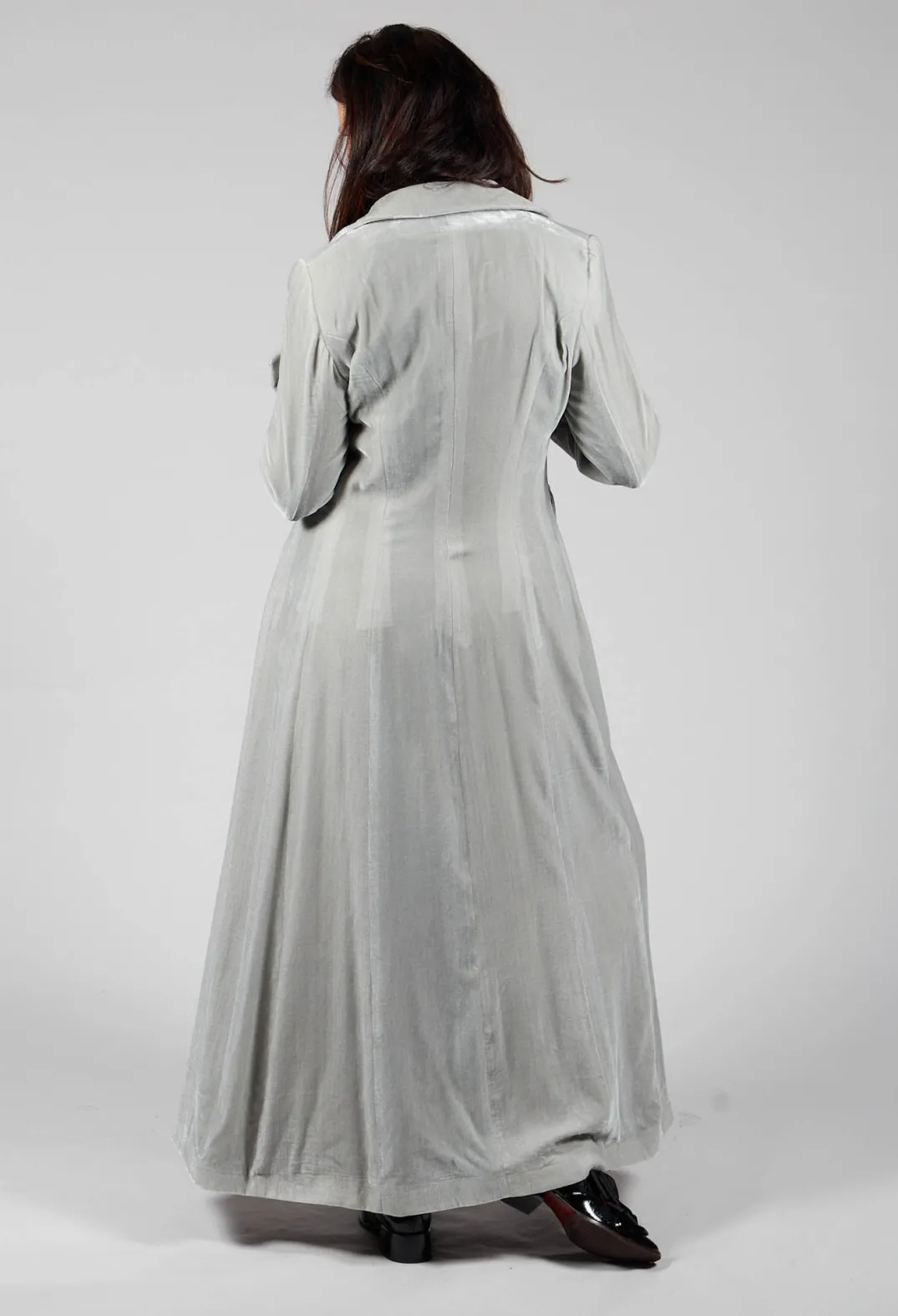 T.ba Coats^Long Velvet Coat in Pearl