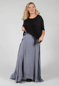 Umit Unal Skirts^Long Washed Silk Skirt with Patch Pocket Detail in Grey