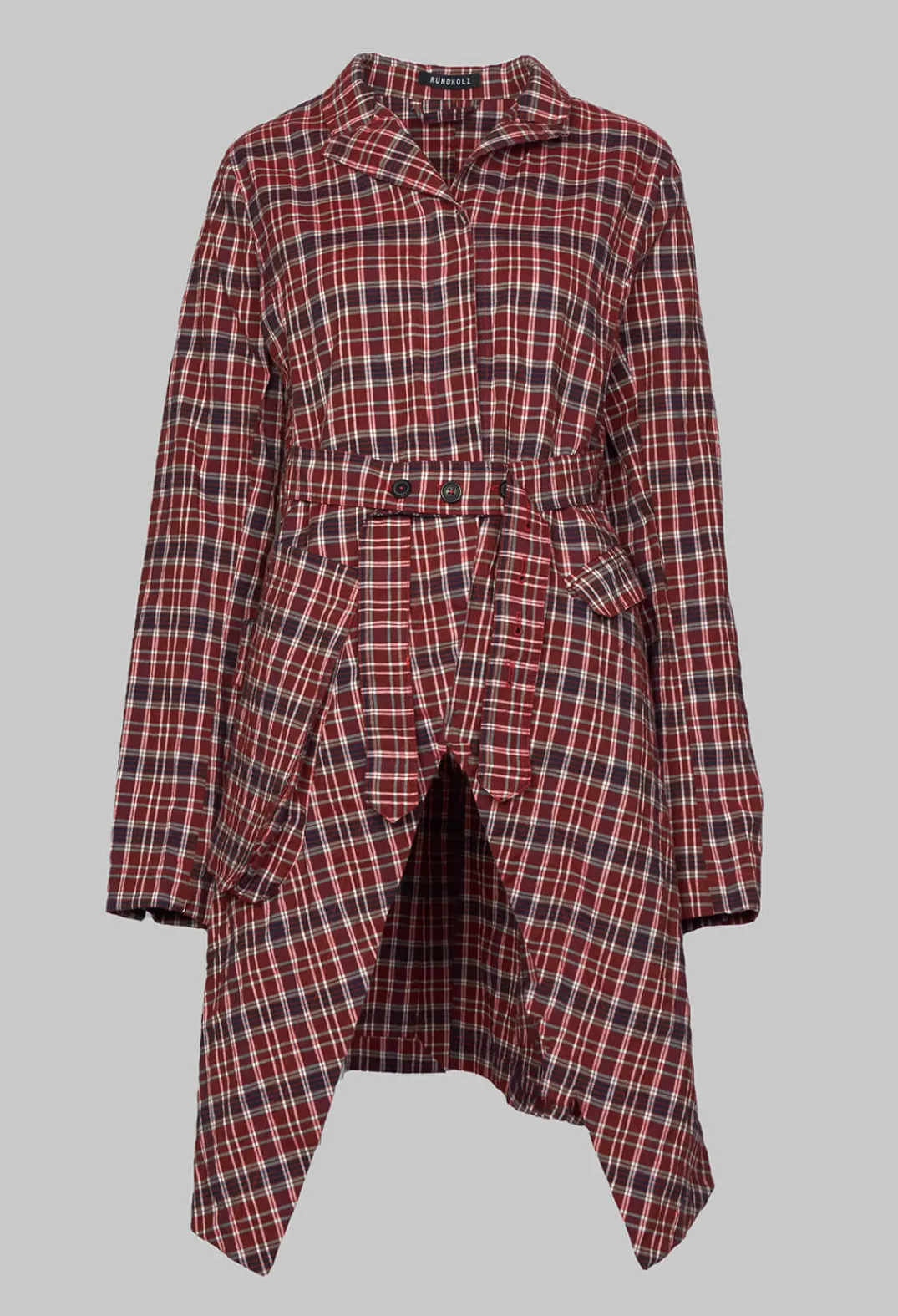 Rundholz Mainline Coats^Longline Belted Coat in Fraise Check