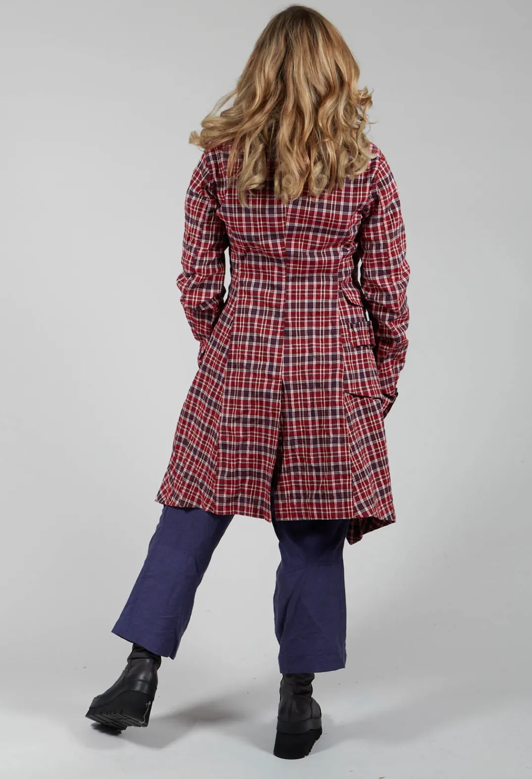Rundholz Mainline Coats^Longline Belted Coat in Fraise Check