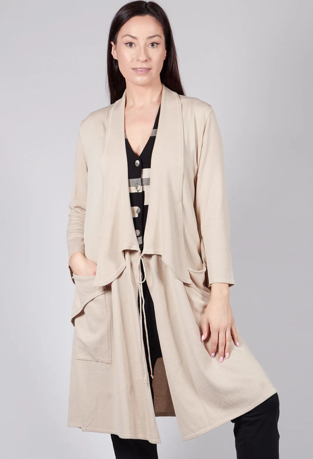 Philomena Christ Cardigans^Longline Cardigan with Pockets in Sand