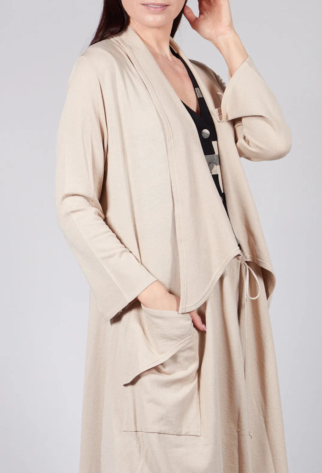 Philomena Christ Cardigans^Longline Cardigan with Pockets in Sand