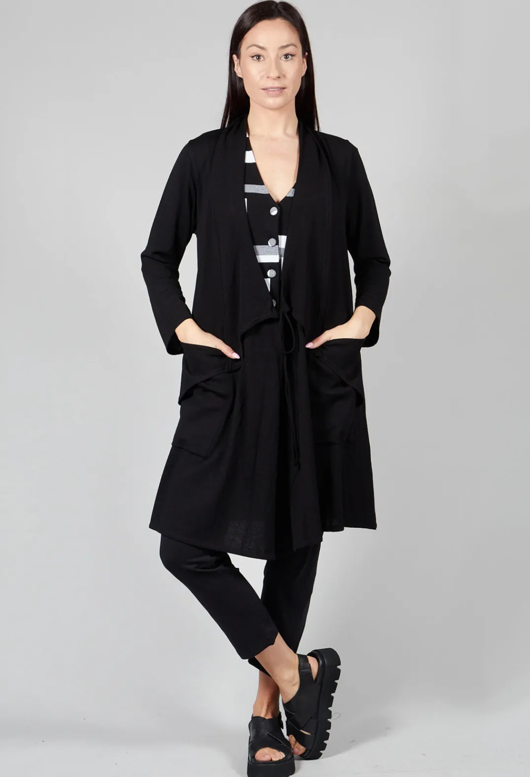 Philomena Christ Cardigans^Longline Cardigan with Pockets in Black