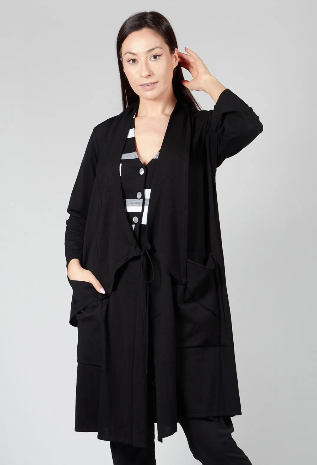 Philomena Christ Cardigans^Longline Cardigan with Pockets in Black