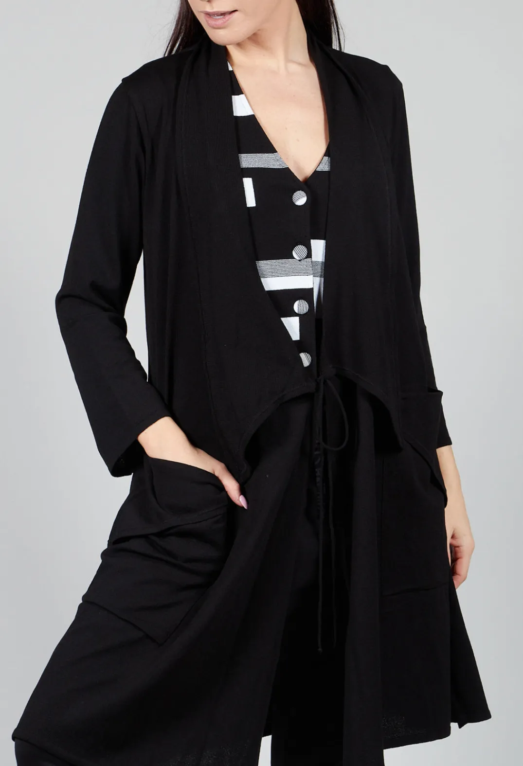 Philomena Christ Cardigans^Longline Cardigan with Pockets in Black