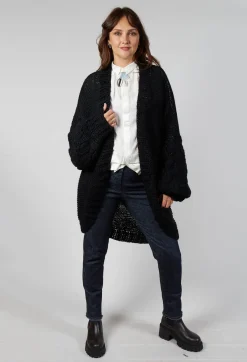 Umit Unal Cardigans^Longline Hand Knitted Cardigan in Black