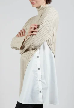 Bitte Kai Rand Jumpers^Longline Jumper with Shirt Detail in Cream
