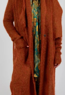 Masnada Cardigans^Longline Knitted Cardigan in Tumeric