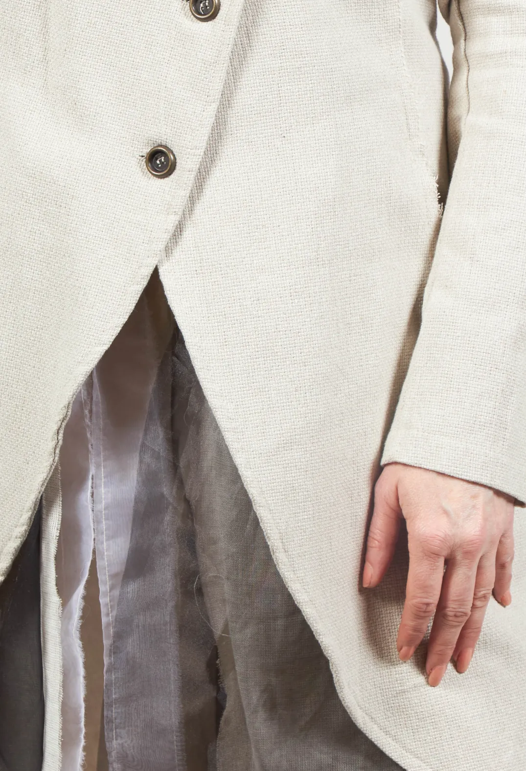 Sanctamuerte Jackets^Longline Layered Jacket in Ecru