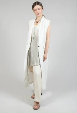Isabel Benenato Jackets^Longline Linen Waistcoat in White